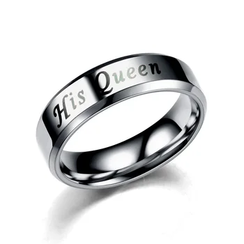 Jej Kráľ jeho Kráľovná krúžok z nehrdzavejúcej ocele milovníkov krúžok láska krúžok krúžky pre ženy mens prsteň zásnubný prsteň