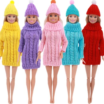 2 ks/Veľa ing =1Sweater+1Hat Ručné Barbies Oblečenie Pre Príslušenstvo 11.8 Palcový Barbies Bábika Zimné Oblečenie,Dievčatá Darček