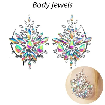 Dočasné Žien Tetovanie Falošné Tetovanie Nálepky Hrudníka Šperky Crystal Tvár Dekorácie Diamond Akryl Drahokamu Tvár Nálepky