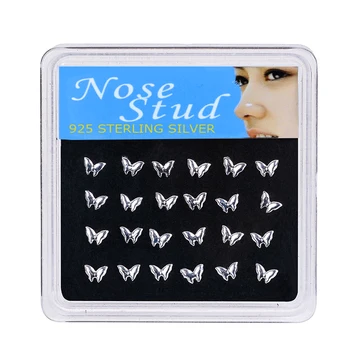 WALERV 24Pieces/Box Módne Nos Stud Motýľ Tvar Tela v Nose Piercing Pre Ženy Nose Krúžok Nechtov Loptu Konci Darček