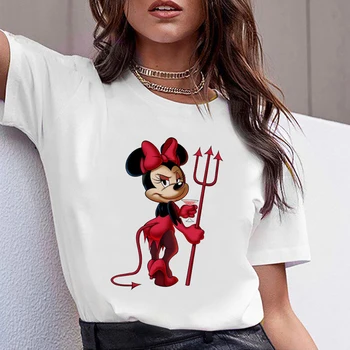 2021 Nové Zlo Minnie Mouse T-Shirt Ženy Disney Funny T-shirt Módne Žena Kawaii Oblečenie T-Letné tričko Krátky Rukáv Dropship
