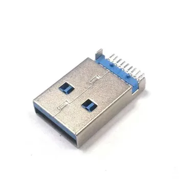 10Pcs USB 3.0, Male Zásuvka Konektor Typu A Rozhranie Modrá Plug Junctor 9 Pin Drôt Spájkovanie Nádoby