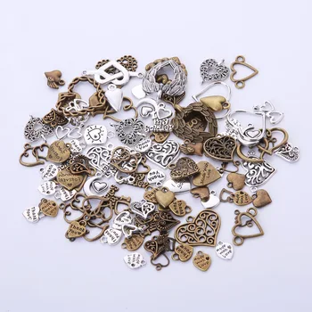 20pcs/veľa Náhodných Srdcom Charms Väčšinu Prívesky Veľa Kovu Antické Bronzové Charms fit Náramok, Náhrdelník Zistenia DIY Šperky Robiť