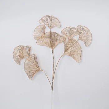 1PCS Zlaté dekoratívne kvetinové ginkgo leaf plastové leaf dreva festival dekorácie