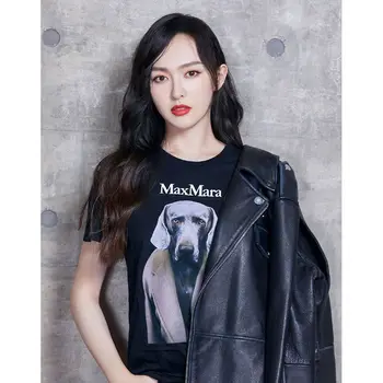 Bavlna Pes Vytlačiť Bežné krátke rukávy T-Shirt Classic Black White O-Krku Pulóver Topy Ženy fashion tričko kórejský štýl