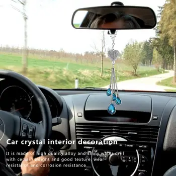 Auto Spätné Zrkadlo Prívesok Crystal Ball Diamond Dekoratívne Spätné Visí Ozdoby Na Auto Drahokamu Dizajn Interiéru Darček