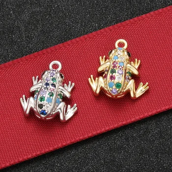 ZHUKOU 13.5x15mm nádherné krištáľové mosadz žaba prívesok pre DIY ženy náramok, náhrdelník šperky Príslušenstvo model:VD510
