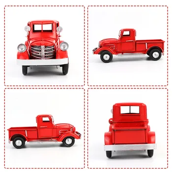 Červený Kamión Vianočné Ploche Dekorácie Deti Nový Rok Darčeky Vintage Kovové Office Home Dekorácie Modelu Auta Retro Pickupy