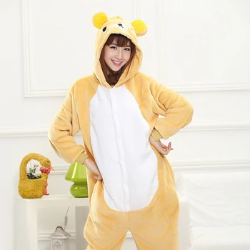 Anime Zvierat Rilakkuma Medveď Kostým Pyžamo Cosplay Všetky jumpsuit Dospelé Ženy, Mužov Onesie Pyžamá Party Šaty