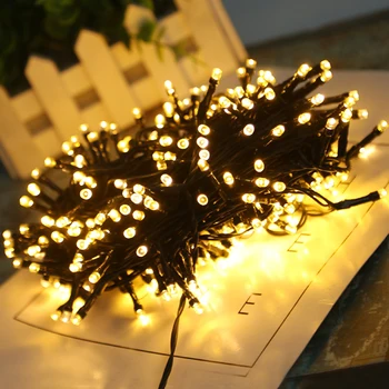 10M 80 LED Víla String Svetlá Čierna kovová Vianočný Stromček Garland Svetlo Svadobné Party String Ľahké Nepremokavé Opony Svetlo