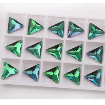 YANRUO Emerald 3270 Trojuholník Šiť na Kamienkami Crystal Veľké Kamene Zelenými Kamienkami Šité na Šaty