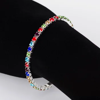 5 kus nevesta svadobné doplnky náramok farebné drahokamu elastický náramok bling náramok pre ženy šperky B023