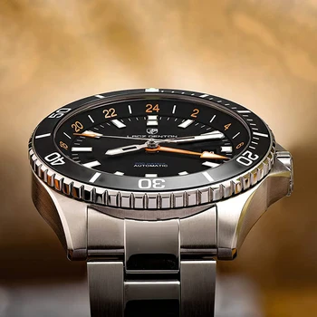 LACZ móla denton 40 MM GMT Automatické Hodinky Pre Mužov, Mechanické náramkové hodinky Vodotesné Zafírové Sklo Nerez Business Relogio