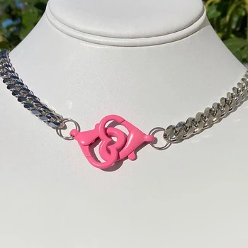 Y2K Šperky Ružové Srdce Pracky Choker Náhrdelník pre Ženy Vintage Móda Punku Harajuku Náhrdelník Charms 90. rokov Estetické Dary