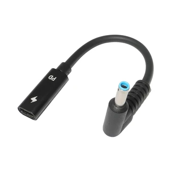 USB Typu C Žien na HP4506 Muž 90° Adaptér, Kábel 4.5X3.0 mm Konektor Dc Napájací Prevodník s PD Senzor Čipu pre HP Notebook