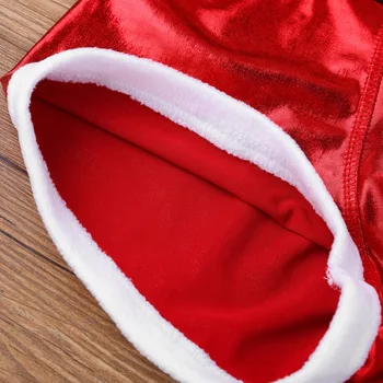 Mens Faux Kožené Vytlačené Pás Vzor Prednej Vydutie Puzdro Boxerky Flanelové Vianočný Sviatok Santa Claus Kostým Spodky