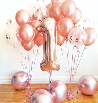 1pcs Dieťa 1. Narodeniny Party 40inch Číslo Hélium Balónová Výzdoba ružové Zlato, Ružové a Modré Číslica 1 Fólie Ballon Výročie Dodanie