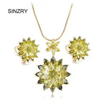 SINZRY krištáľové šperky AAA Cubic Zirconia veľký náhrdelník prívesok náušnice set Hot elegantný kvetinové šperky set pre ženy