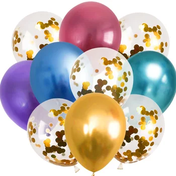 10Pcs 12inch Kovové Balóny Zlaté Balóny, Konfety Chrome Baloons Dospelých Narodeninovej Party Dekorácie, Svadobná Výzdoba Globos