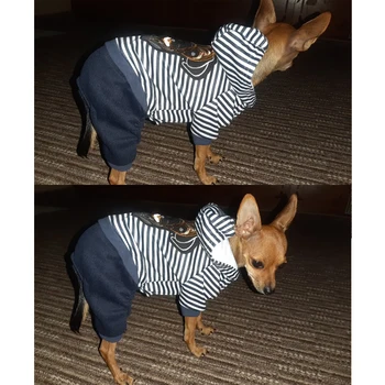 4-Legged Psa Pyžamo Prúžok Pet Jumpsuit Teplé Zimné Oblečenie Pre Psy, Pre Malé A Stredné Psy Chihuahua Kostým Doberman Trakmi