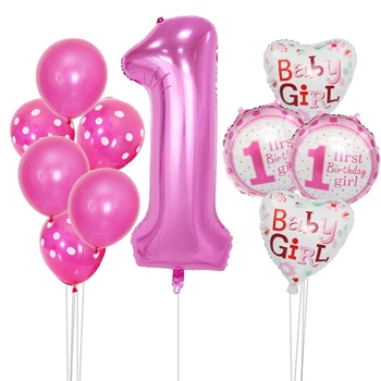32 Palcový Číslo 1 Balón Package Chlapci a Dievčatá 1. Narodeniny, Party Dekorácie Polka Dot Balón Zmes