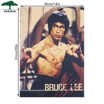 DLKKLB Klasické Bruce Lee Filmový Plagát Dekorácie Kung Fu Retro Plagátu Umenie Vintage Stenu, Nálepky 51X36cm Dekoratívne Maľby
