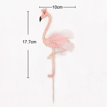 5 ks Roztomilé Ružové pierko Flamingo Lesk Cupcake Vňaťou Bambusu Prihlásiť Dieťa Sprcha Narodeniny, Svadobné Party Dekor Láskavosti Dodávky,Q