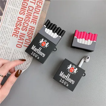 Roztomilý Roztomilý 3D Cigariet Box Dizajn Slúchadlá Prípadoch s Hákom pre Airpods 1/2 Zábavné Kreatívne Silikónové Obaly pre Airpods Škrupiny
