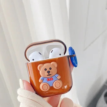 Pre apple AirPods 2 Prípad airpod Pro prípade roztomilý Kórea medveď Cartoon jasné, silikónová Slúchadlá do uší Kryt Prípadoch vzduchu struky prípade fundas