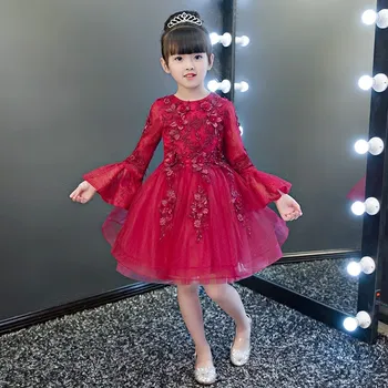 Glizt Perličiek Červená Tylu prvé sväté prijímanie šaty pre dievčatá Vestido Daminha Casamento Luxusné plesové Šaty Flower Girl Šaty