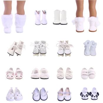 Bábika Biela PandaShoes Plátno Topánky Tenisky Fit 18-Palcové American Doll&43 cm Baby New Born Bábika Oblečenie, Príslušenstvo,Dievčatá, Hračky urob si sám