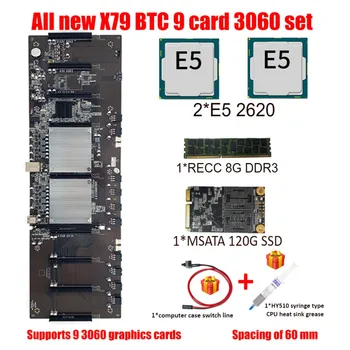 Nové Doprava Zadarmo BTC-X79 Dual CPU Ťažba Doske 9 Karty Priamo 2011 Pin DDR3 65mm ETH základná Doska pre 3060 grafická Karta