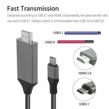 Typ-C, USB-C Na kompatibilný s HDMI HDTV 4K Kábel Pre Samsung Pre Galaxy Note 8 9 S10+ Plus USB C