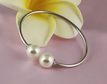 S925 Silver Pearl Otvoriť Náramok Pre Ženy Perlový Náramok Valentína Súčasnosti Vysoko kvalitné Populárne Náramok