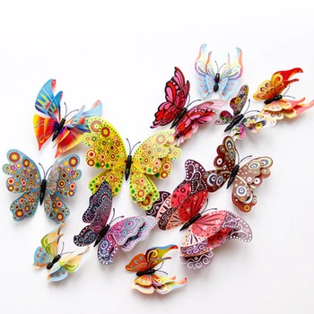 12 Kus na Stenu-Nálepky Nastaviť 3D Butterfly Stenu, Nálepky, Farbu Dvojitého Stenu, Nálepky Na Stenu, Domáce Dekorácie, Party Dekorácie