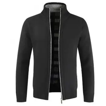 Nové 2021 Jeseň Zima Mužov Pletený Sveter Vrecká Luxusný Parník Teplé Slim Cardigan Kabát