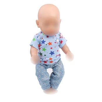 43 cm bábiky baby oblečenie novorodenca Star vytlačené T-shirt + jeans Detské hračky, šaty fit Americký 18-palcové Dievčatá bábiky f530