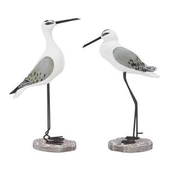 2 ks Drevené Seagull Stredomoria Ornament Realisticky Vták Plavidlá Ploche Socha Figúrky Model Home Office Dekorácie