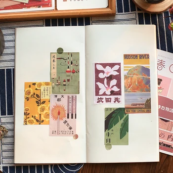 Retro vintage pečiatka Japonský Scrapbooking Samolepky Papierové Nálepky Vločky Stacionárne Kancelárske Doplnky, potreby pre maliarov