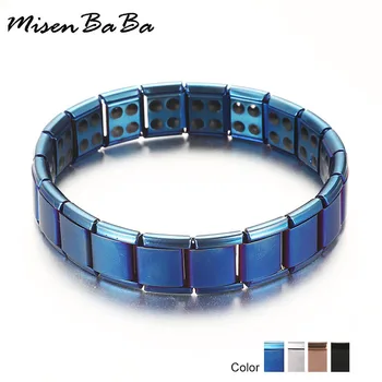 Nový 4 Farba Modrá Nerezové Reťaze Zdravie Energetickej Bilancie Germánium Magnetický Náramok Pre Mužov Muž Náramky Femme Šperky