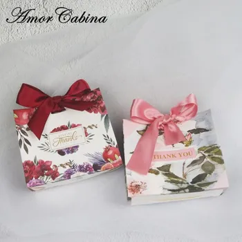 50pcs Európsky Kreatívny Flamingo Mramoru Forest Green Leaf Svadba Ako Candy Box Bomboniera Strany Čokoládu Candy Bag