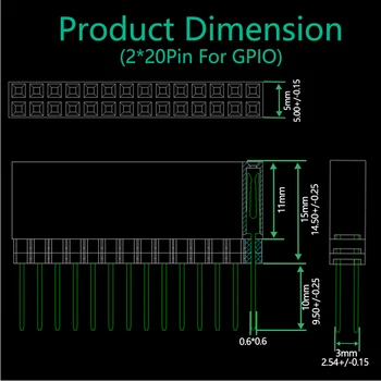 40Pin GPIO Konektor 2x20-pin(40Pin), Extra Vysoký Žena Stohovanie Hlavičky pre Raspberry Pi A+ Pi Model B+ Pi 2 3 4B w/ Akryl Base