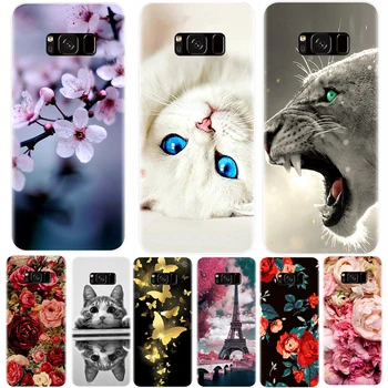 Telefón puzdro Pre Samsung Galaxy S5 S6 S7 Okraj Mäkkého Silikónu TPU Cute Cat Maľované Zadný Kryt Pre Samsung Galaxy S8 S9 Plus Prípade