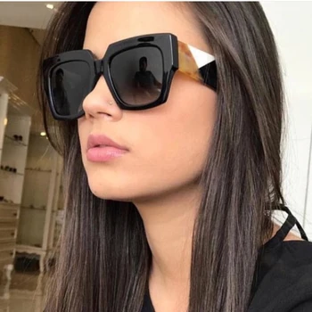 Námestie Nadrozmerné Okuliare Ženy, Luxusné Značky 2021 Nové Dizajnér Gradient Slnečné Okuliare Big Rám Retro Okuliare UV400
