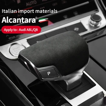 Vhodné pre 18-19 Audi A8L/Q8 upravené Alcantara semiš radenie pákou hlavu kryt prevodovky, rukoväť ochranný kryt
