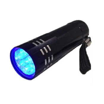 Mini UV ULTRA VIOLET 9 LED Baterka Pochodeň 4.5 v Ľahká Nepremokavá Hliníkové Svietidlo Vonkajšie Prenosné Taktické Svietidlá Nástroj, UV Lampa
