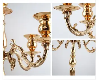 Vysoké kovové candelabra /svadobné zlato candelabra s kvetinová misa centerpieces pre stolové dekorácie