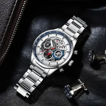 Curren Pánske Luxusné Bežné náramkové hodinky Quartz s Svietiace Ručičky Sport Chronograf Hodiny Nerezové Náramkové Hodinky pre Mužov