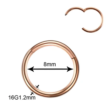 1PC G23 Titán Septum Klikateľné Segment Závesné Kruhy Labret Pery Nos Náušnice, Piercing 16G 14G Telo Šperky