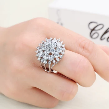 UILZ Luxusné AAA Ručné Zirkón Tvorivé Krúžky pre Ženy Elegantná Kvetina Duté Prst Prsteň Módne Koktail Príslušenstvo Šperky
